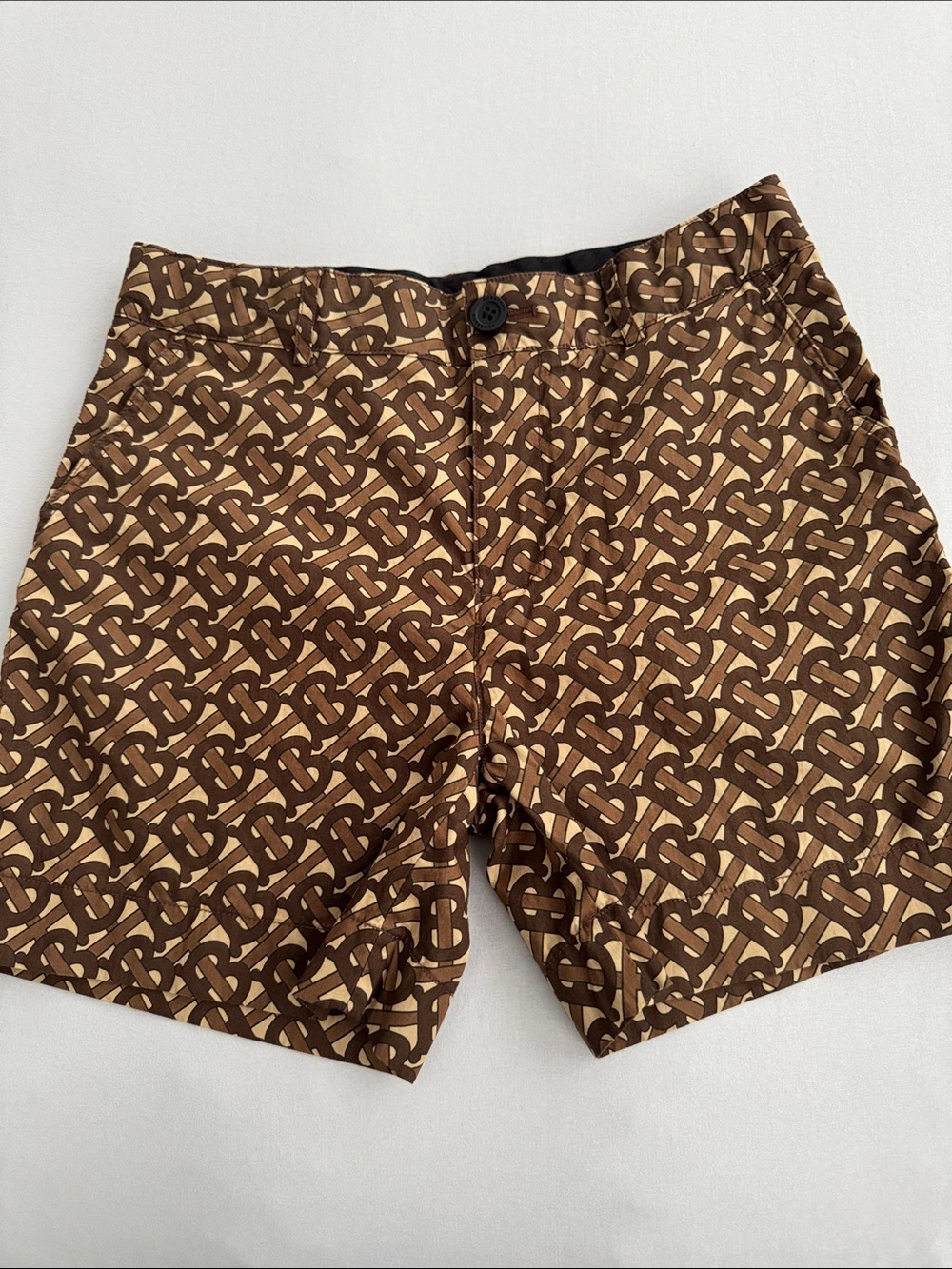 Burberry Brown and Tan Monogram Button Shorts